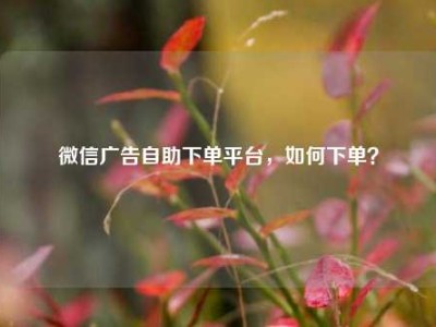 微信广告自助下单平台,如何下单?