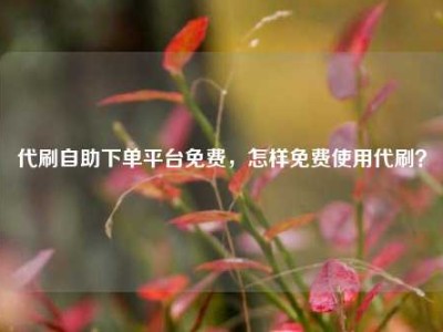 代刷自助下单平台免费,怎样免费使用代刷?