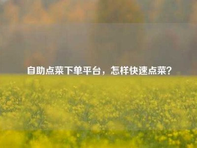 自助点菜下单平台,怎样快速点菜?